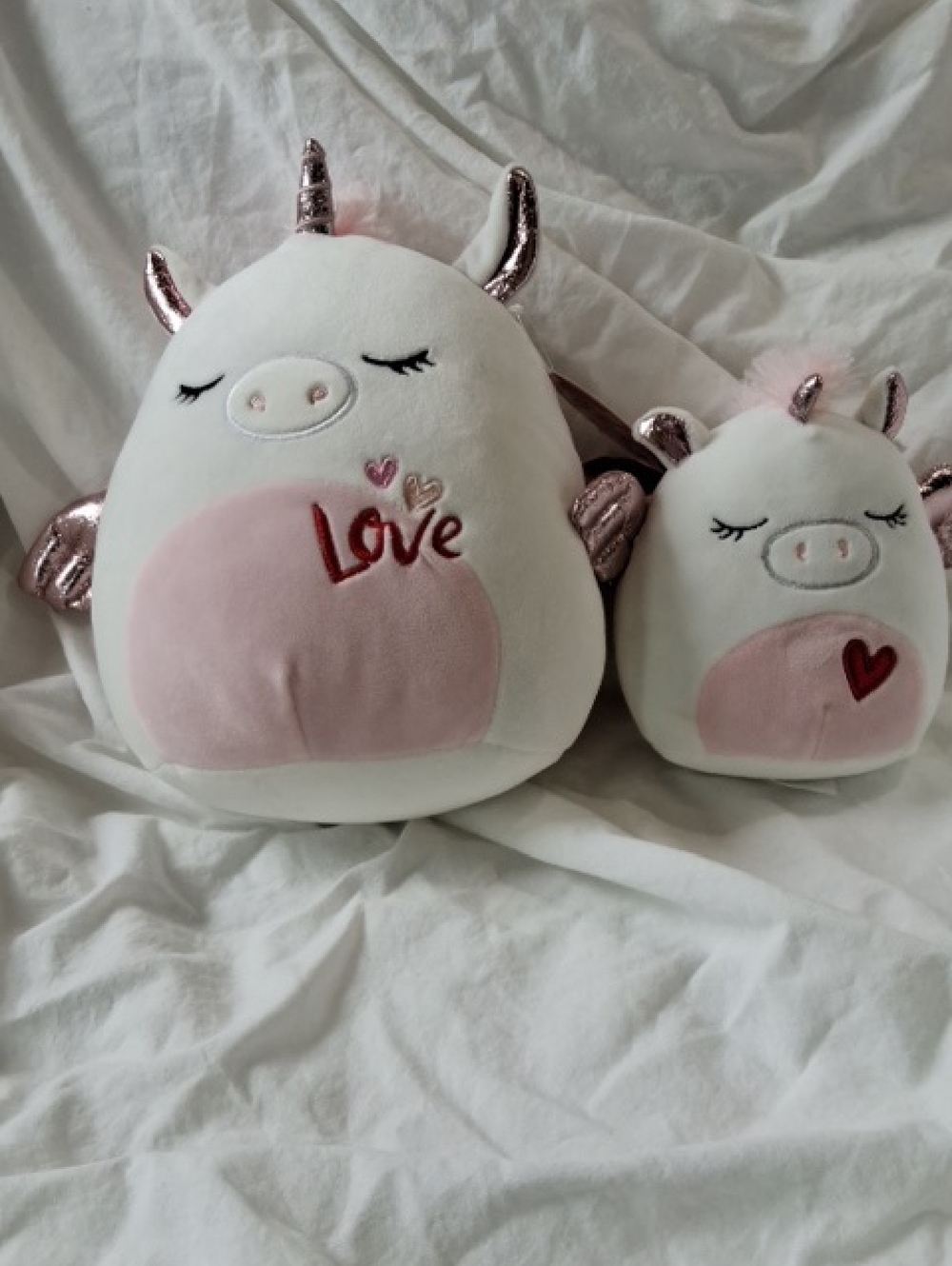 Squishmallows Raquel The Unicorn,  8" And 5" Pair, Valentine Versions